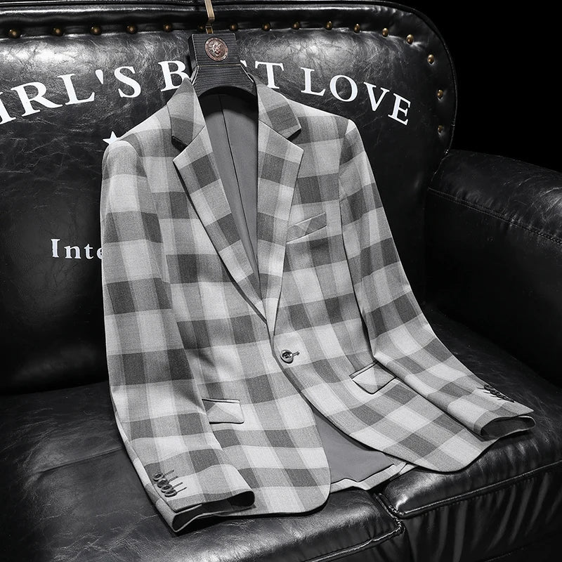Ellis Men’s Blazer Jacket – Plaid Sports Jacket with Tailored Fit in Cotton Blend