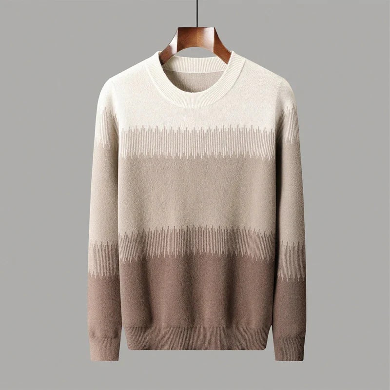 Nolan Men’s Wool Sweater – Ultra-Fine Knit with Tonal Gradient & Lightweight Fit Pullover