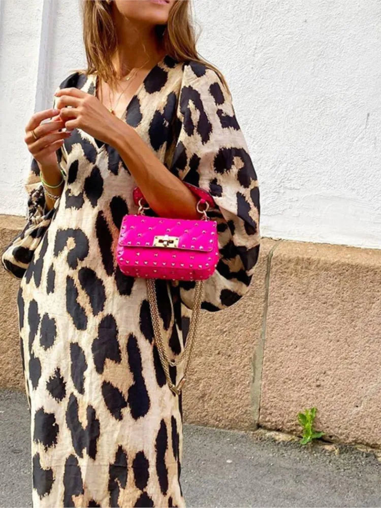 Lennon Leopard Glam Midi Dress
