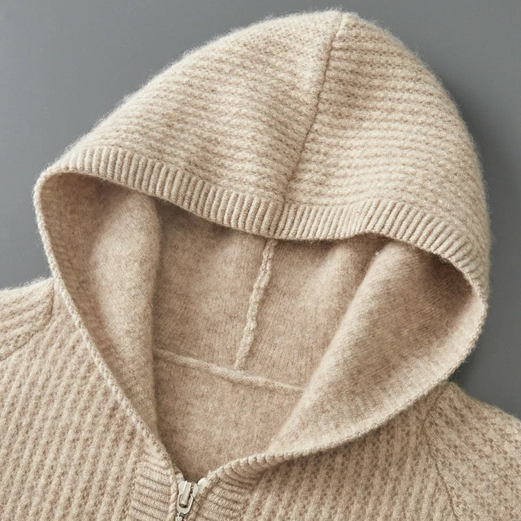 Luciano Men’s Cashmere Hooded Jacket – Lightweight Luxury Zip Sweater