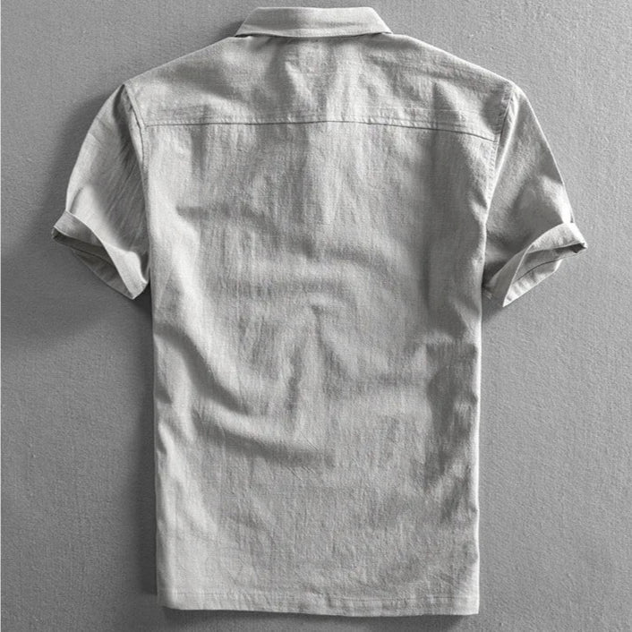 Henry Polo Shirt – Organic Cotton Linen Blend with Minimalist Collar