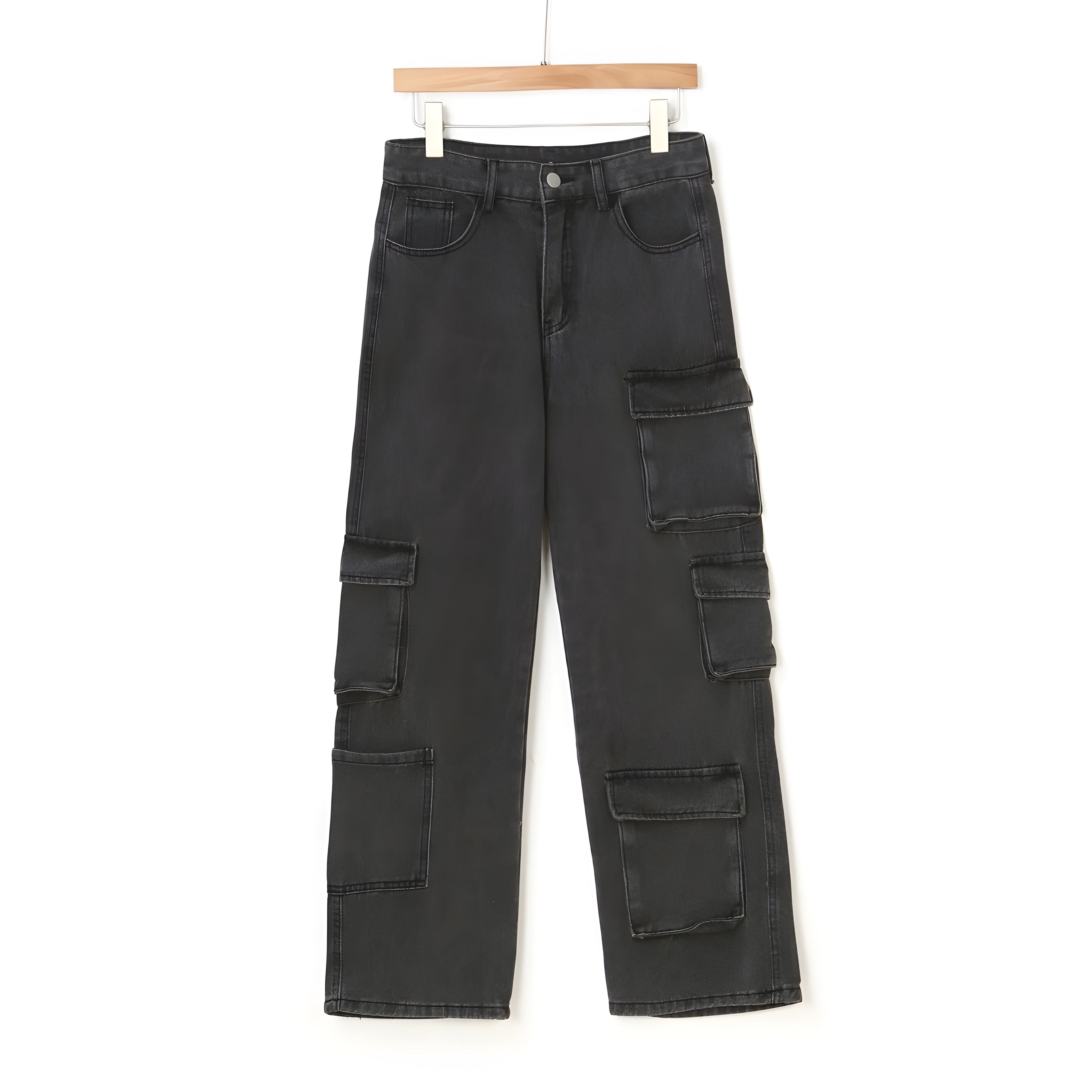 Lennon High-Waist Acid Wash Cargo Pants