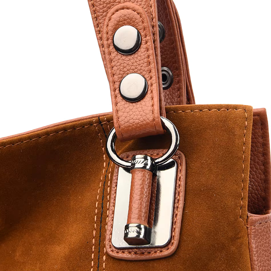 Ealla Women’s Leather Handbag – Soft Suede Finish with Structured Interior