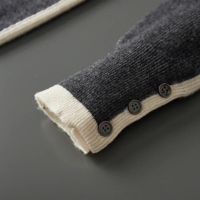 Romano Men’s Knit Sweater – Wool Pullover with Contrast Stripe Detail
