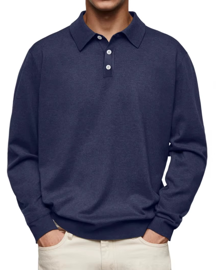 Daren Men’s Polo Shirt – Long Sleeve with Button Closure