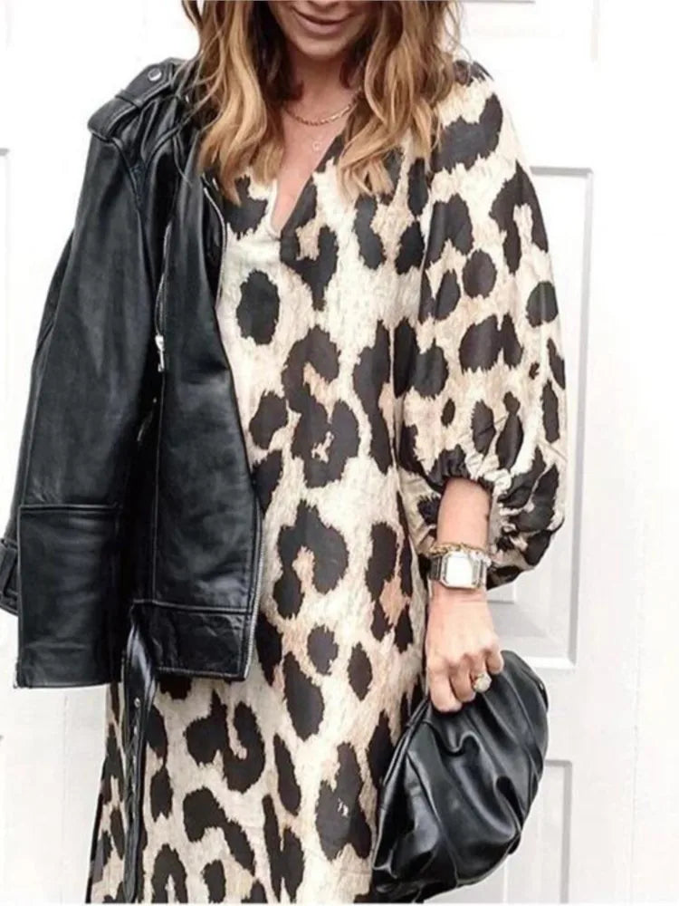 Lennon Leopard Glam Midi Dress