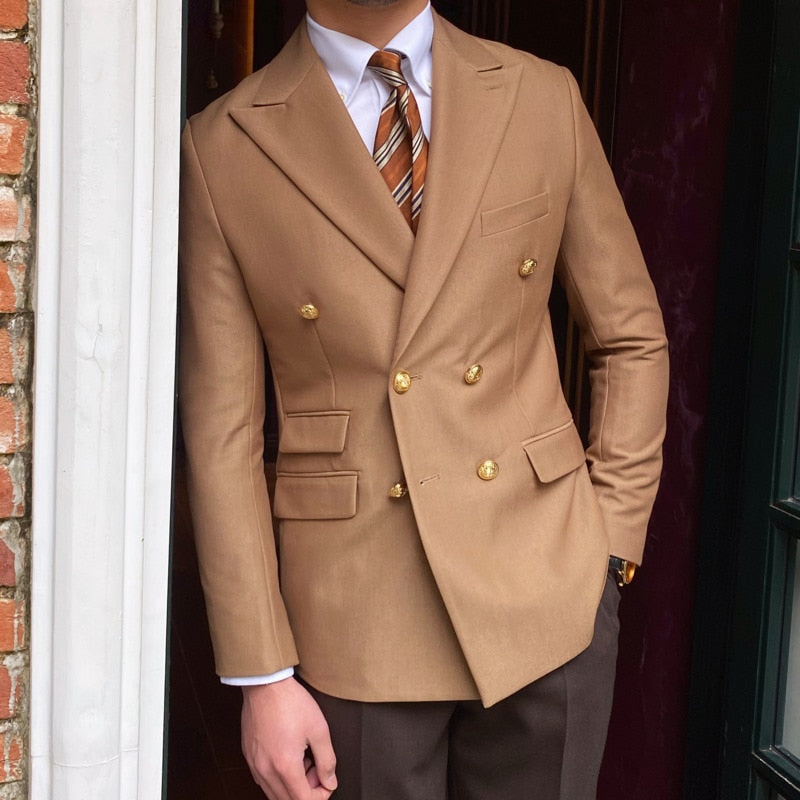 Elliot Men’s Blazer Jacket – Double-Breasted Slim Fit with Peak Lapels