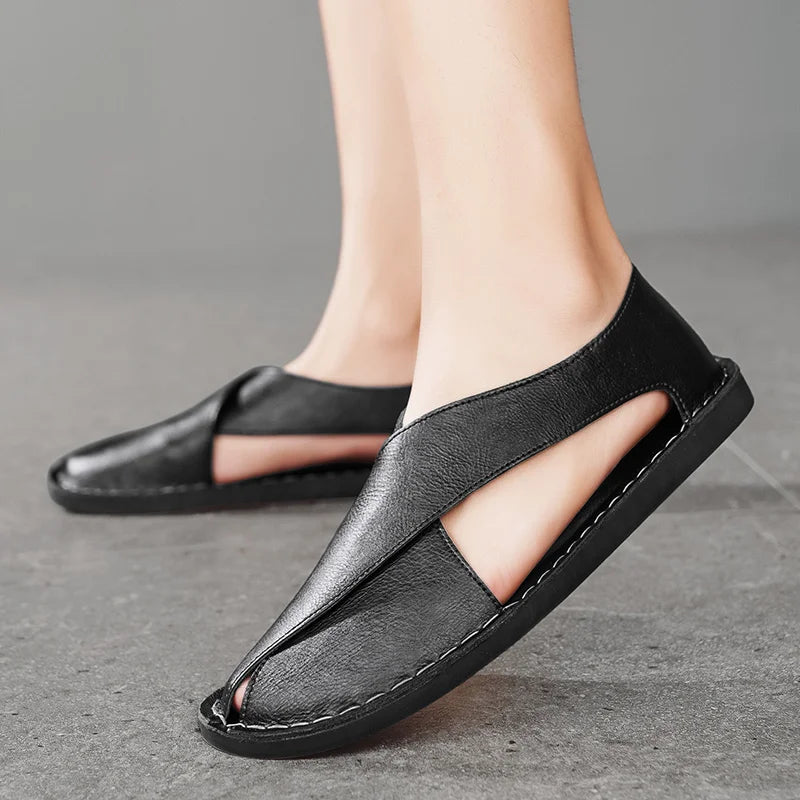 Luca Calfskin Crossover Sandal – Elevated Leather Sandals for Effortless Summer Wear