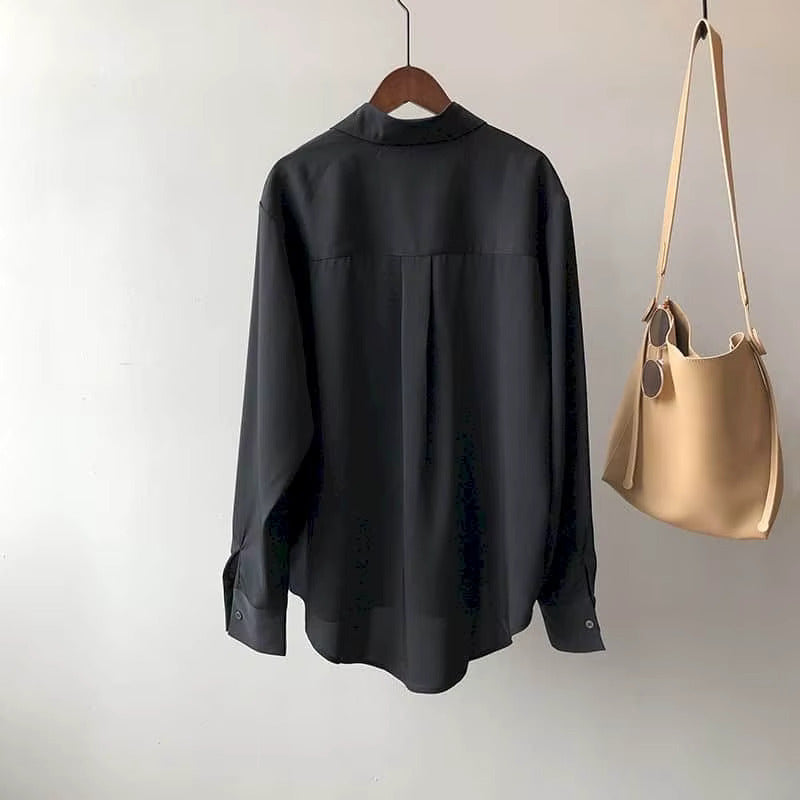 Giada Silk Drape Blouse – Lightweight Satin Shirt for Polished Everyday Looks