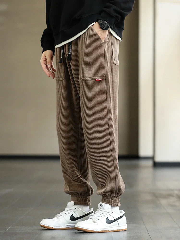 Lorenzo Corduroy Joggers – Tapered Soft-Touch Lounge Pants for Cold-Season Styling