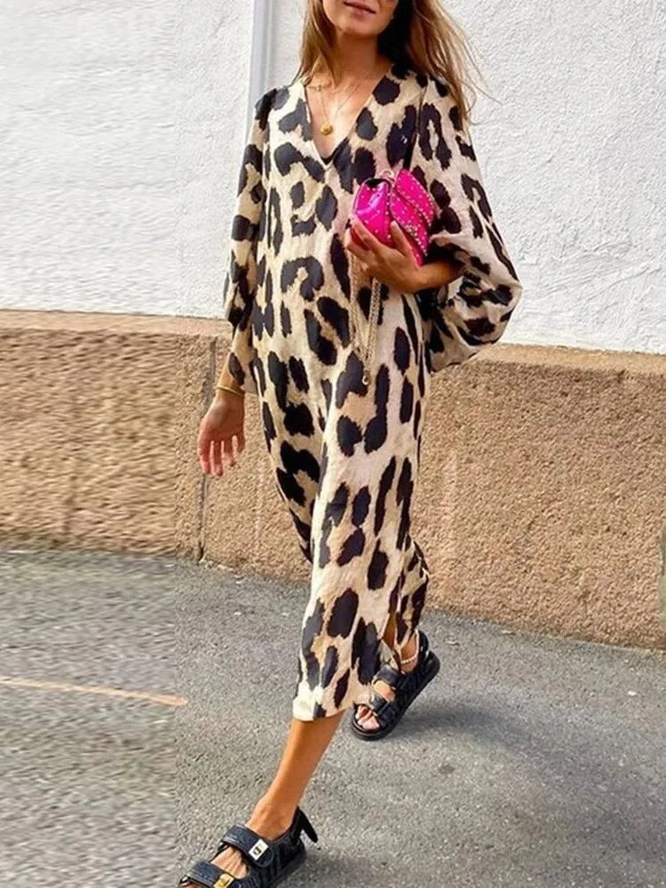 Lennon Leopard Glam Midi Dress