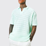 Mason Wave Knit Polo – Lightweight Cotton‑Blend Polo with Refined Open Collar
