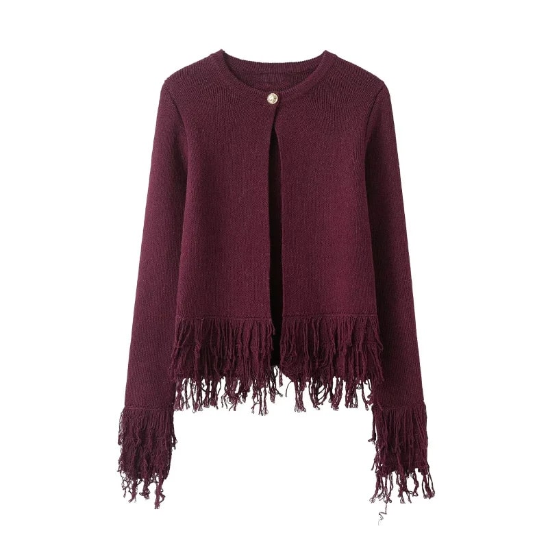 Carina Women’s Cardigan – Fringe Style Structured Knit Cardigan
