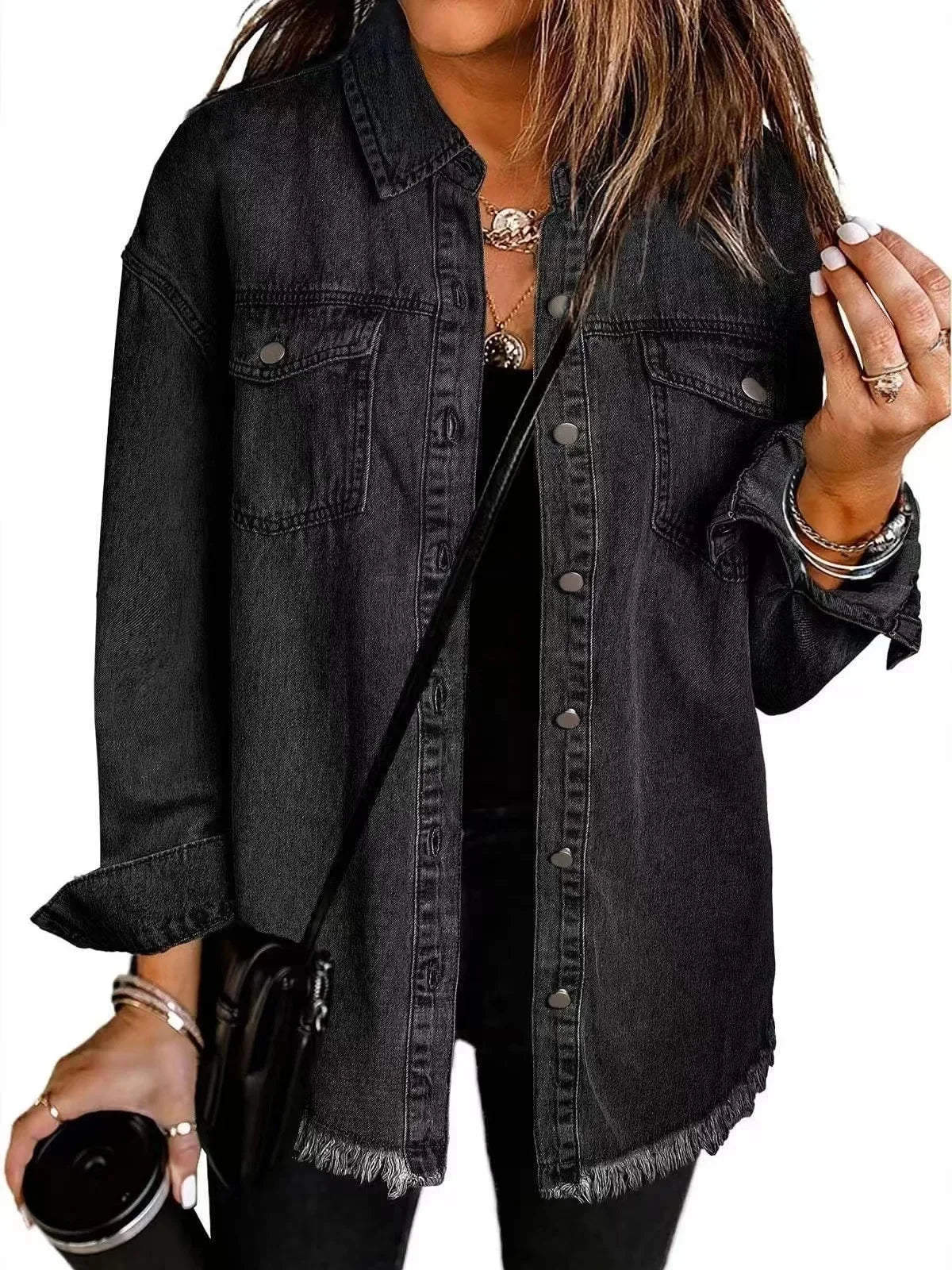 Marissa Women’s Denim Shirt Jacket – Relaxed Button Front Overshirt