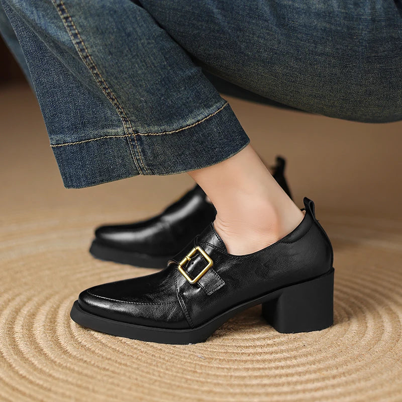 Veronica Women’s Loafers – Italian Leather Buckle Dress Shoes