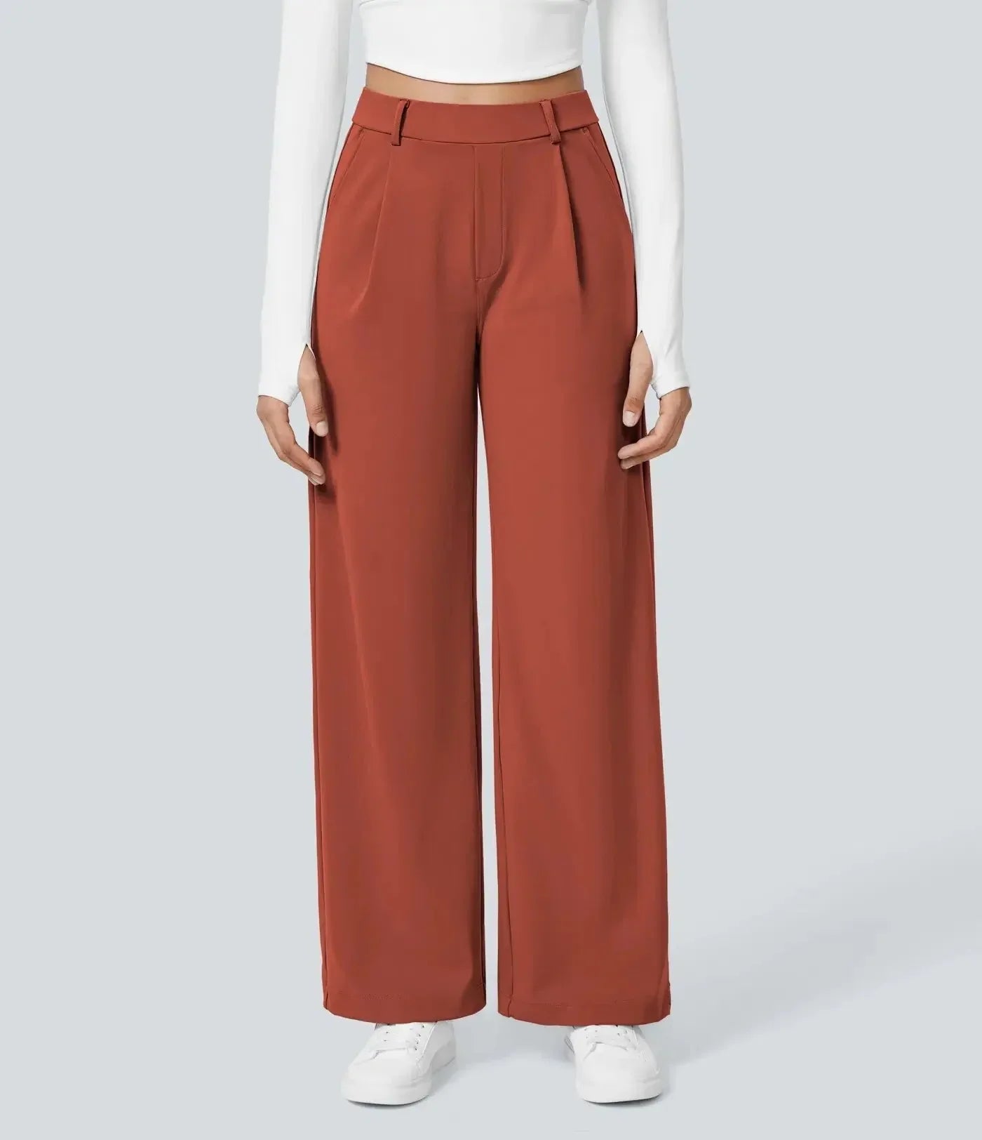 Valencia Women’s Wide-Leg Trousers – High-Waist Pleated Pants with All-Season Comfort