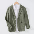 Wesley Men’s Linen Blazer –Organic Pinstripe Jacket with Classic Closure