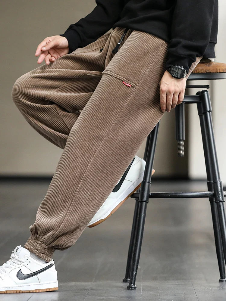 Lorenzo Corduroy Joggers – Tapered Soft-Touch Lounge Pants for Cold-Season Styling