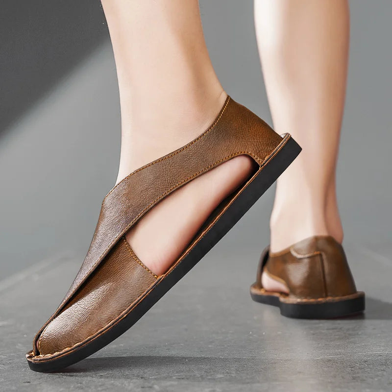 Luca Calfskin Crossover Sandal – Elevated Leather Sandals for Effortless Summer Wear