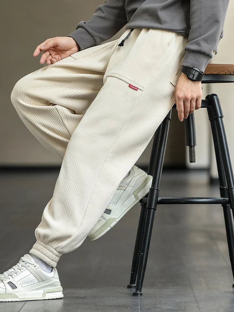Lorenzo Corduroy Joggers – Tapered Soft-Touch Lounge Pants for Cold-Season Styling