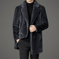 Rafael Men’s Faux Fur Coat – Reversible Winter Jacket with Lapel Collar