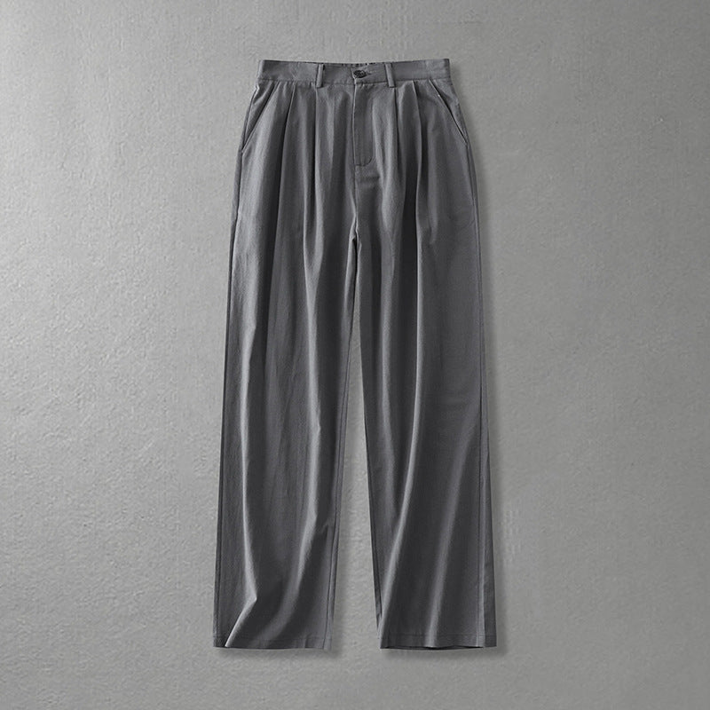 Mateo Linen Pants – Men’s Mid Rise Trousers with Partial Elastic Waistband
