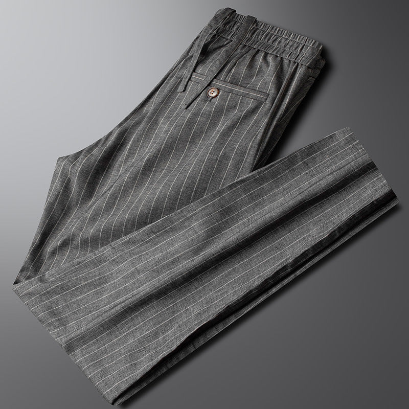 Renzo Linen Pants – Men’s Straight Leg Trousers with Elastic Waistband