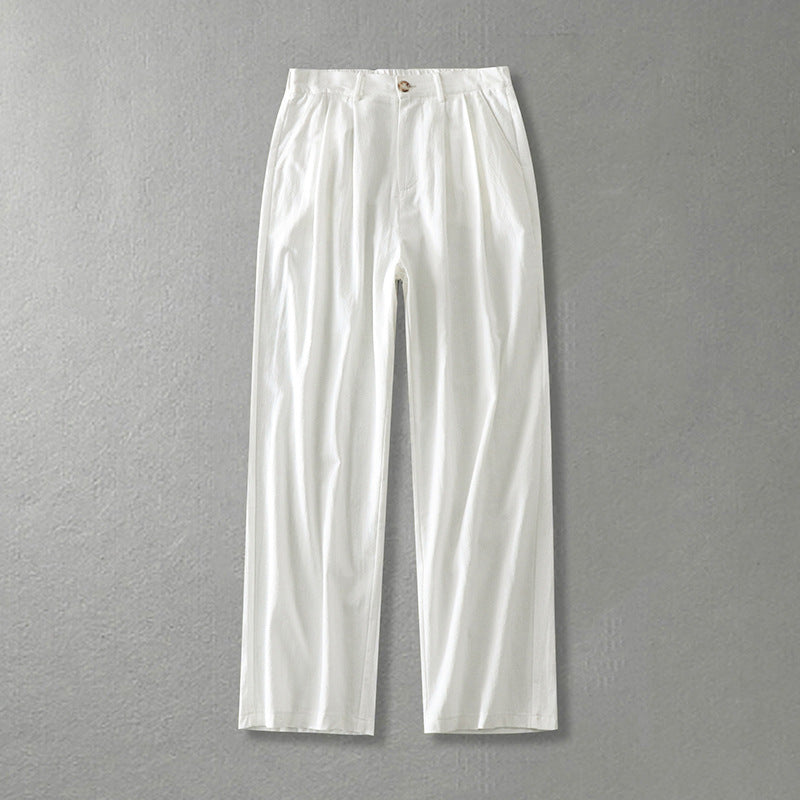 Mateo Linen Pants – Men’s Mid Rise Trousers with Partial Elastic Waistband
