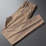 Renzo Linen Pants – Men’s Straight Leg Trousers with Elastic Waistband