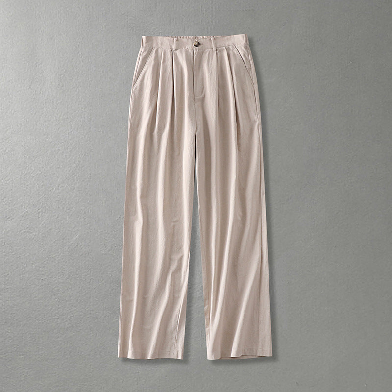 Mateo Linen Pants – Men’s Mid Rise Trousers with Partial Elastic Waistband