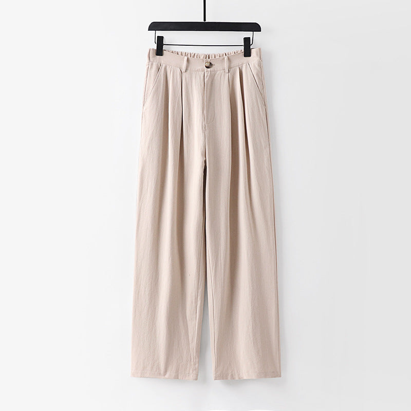 Mateo Linen Pants – Men’s Mid Rise Trousers with Partial Elastic Waistband