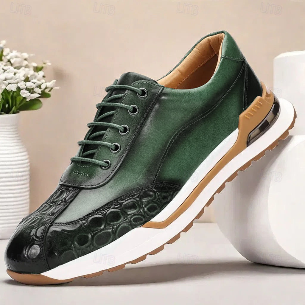 Alexander Crocodile-Pattern Men’s Leather Sneakers