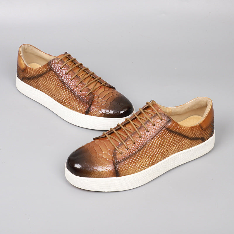 Vincenzo Croc-Embossed Leather Sneakers – Premium Casual Sneakers