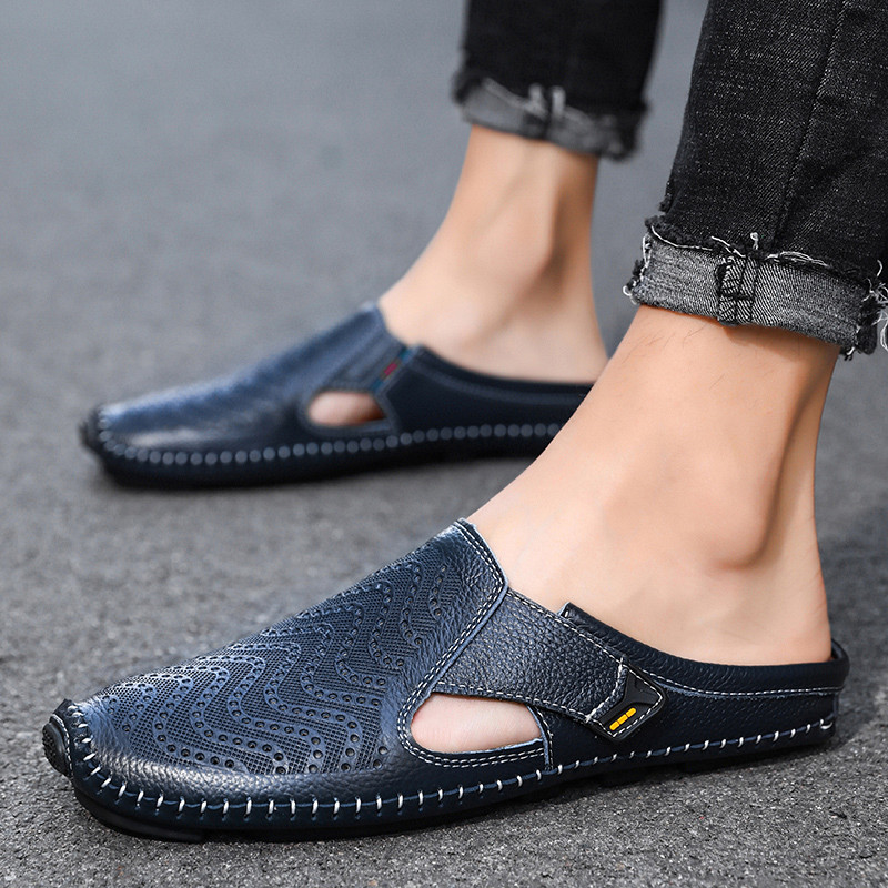 Jolito Italian Leather Half Shoes – Cushioned Breathable Summer Footwear