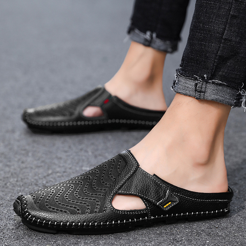 Jolito Italian Leather Half Shoes – Cushioned Breathable Summer Footwear