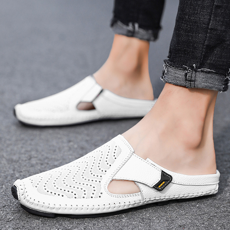 Jolito Italian Leather Half Shoes – Cushioned Breathable Summer Footwear