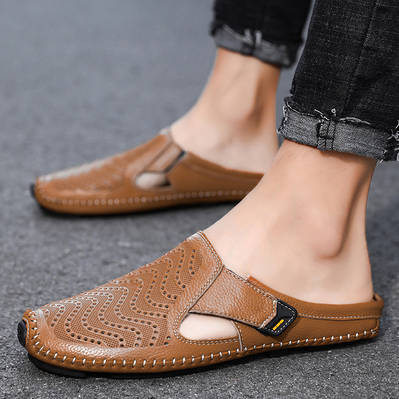 Jolito Italian Leather Half Shoes – Cushioned Breathable Summer Footwear