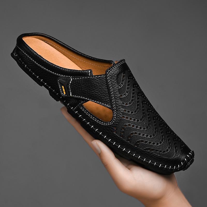 Jolito Italian Leather Half Shoes – Cushioned Breathable Summer Footwear