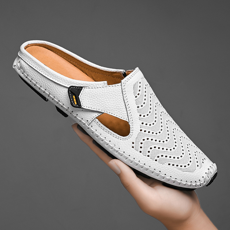 Jolito Italian Leather Half Shoes – Cushioned Breathable Summer Footwear