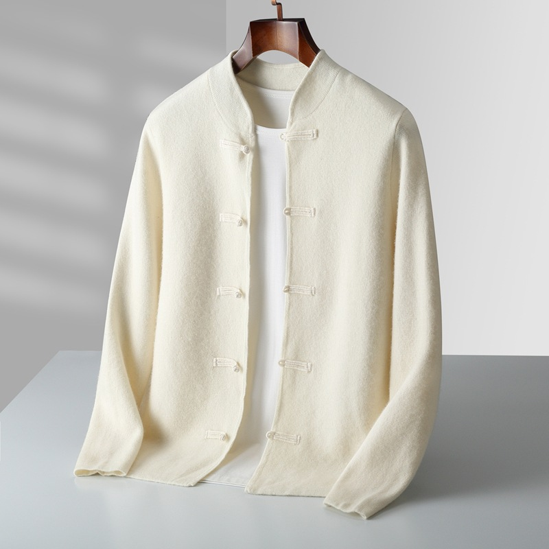 Hiroshi Men’s Cashmere Cardigan – Hand-Knit with Japanese Loop Detail