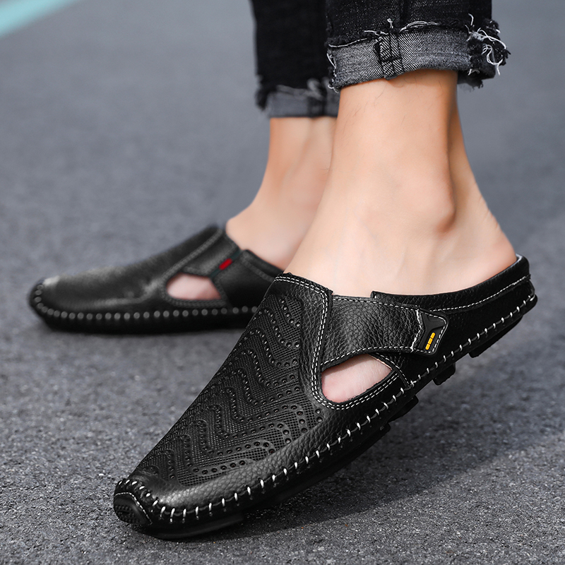Jolito Italian Leather Half Shoes – Cushioned Breathable Summer Footwear