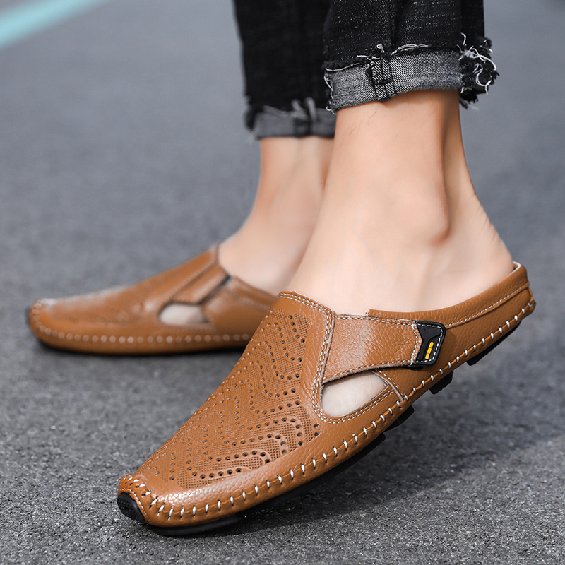 Jolito Italian Leather Half Shoes – Cushioned Breathable Summer Footwear