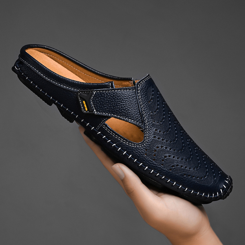 Jolito Italian Leather Half Shoes – Cushioned Breathable Summer Footwear