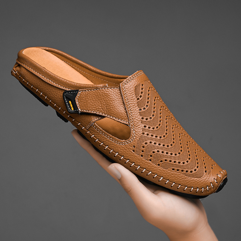 Jolito Italian Leather Half Shoes – Cushioned Breathable Summer Footwear