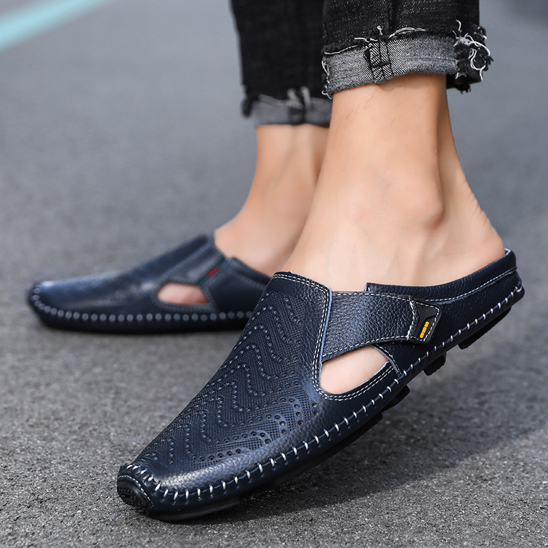 Jolito Italian Leather Half Shoes – Cushioned Breathable Summer Footwear