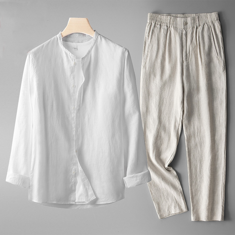Marco Men’s Linen Suit Set – Breathable Two-Piece Outfit with Drawstring Pants