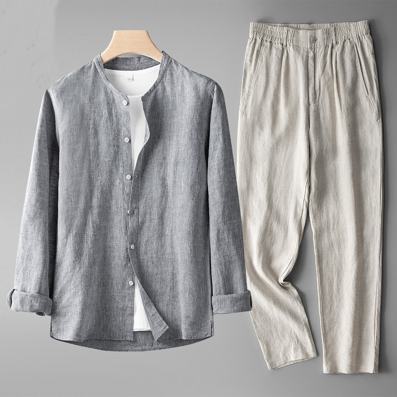 Marco Men’s Linen Suit Set – Breathable Two-Piece Outfit with Drawstring Pants