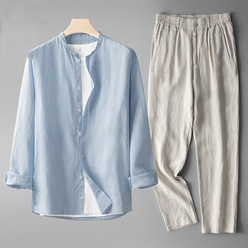 Marco Men’s Linen Suit Set – Breathable Two-Piece Outfit with Drawstring Pants