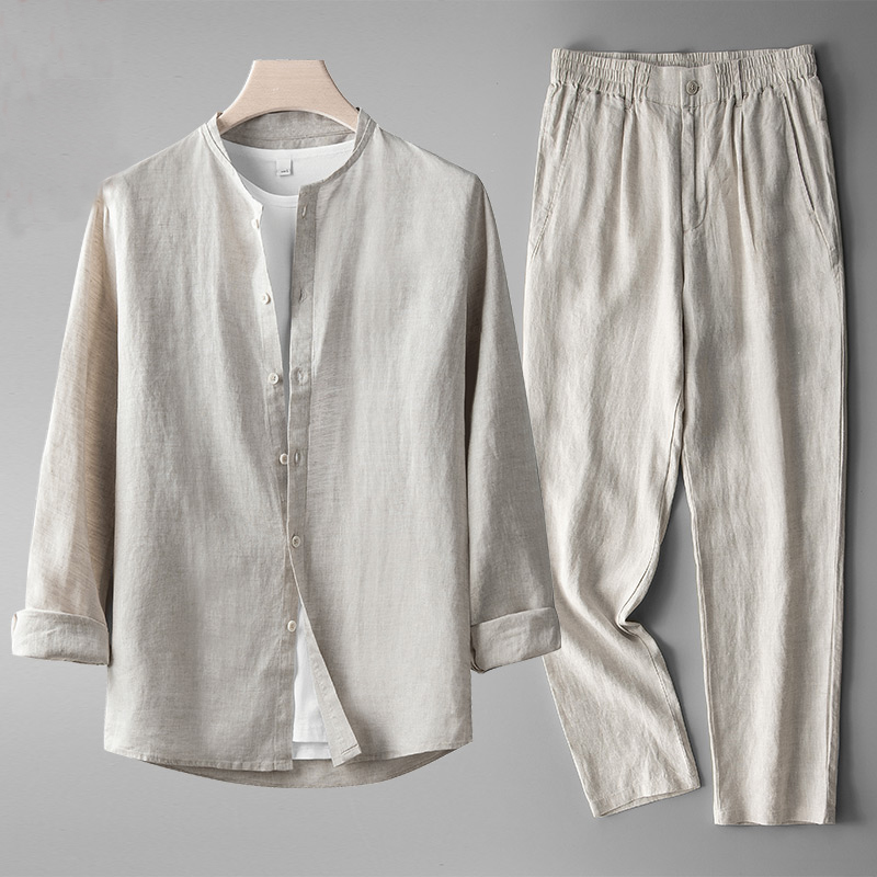 Marco Men’s Linen Suit Set – Breathable Two-Piece Outfit with Drawstring Pants