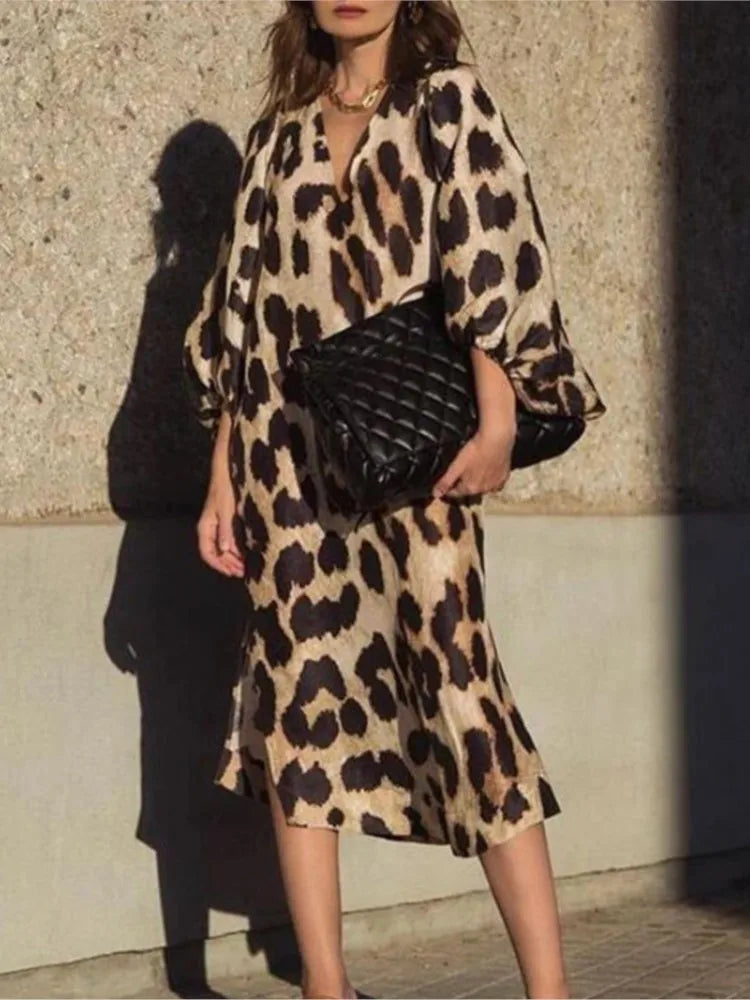 Lennon Leopard Glam Midi Dress